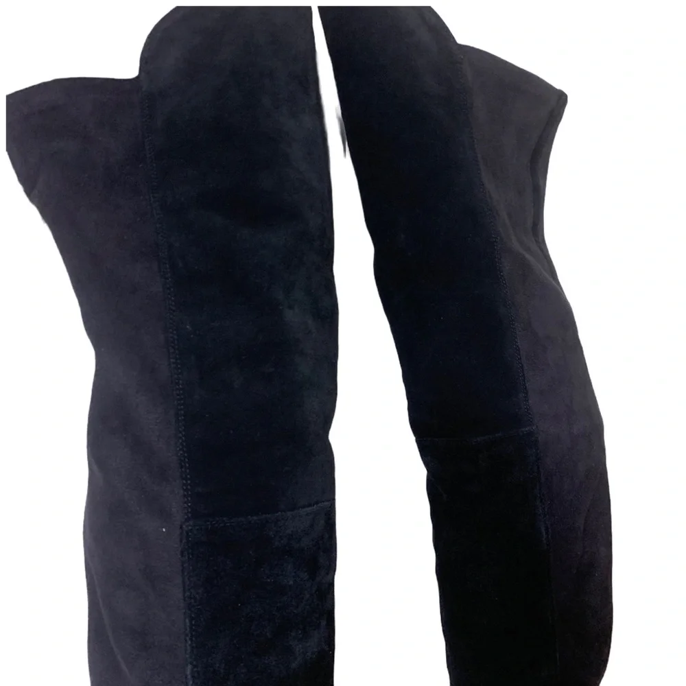 ALCHIMIA DI BALLIN BLACK SUEDE OVER THE KNEE LOW HEEL BOOTS (37.5)